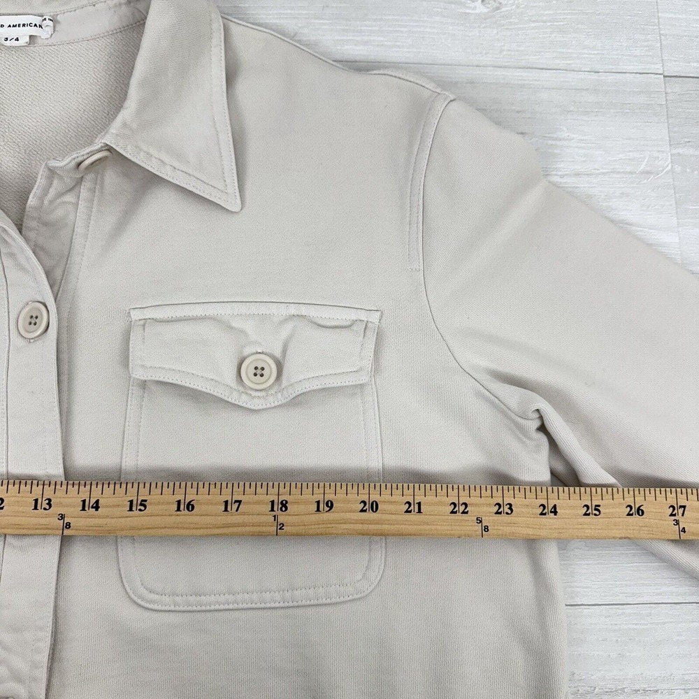 Good American Shacket Shirt Jacket Size 3/4 Large Button Up Cotton Terry Cream - Picture 10 of 13